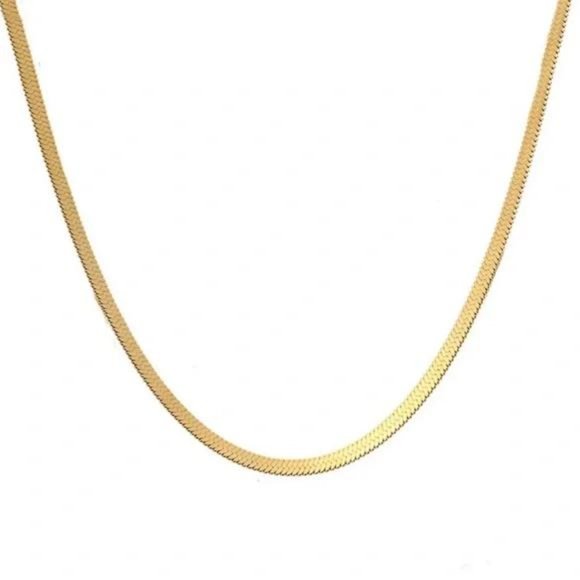 “18” GOLD HERRINGBONE SNAKE LINK CHAIN NECKLACE, NICE NECKLACE, CUTE NECKLACE - Picture 7 of 7